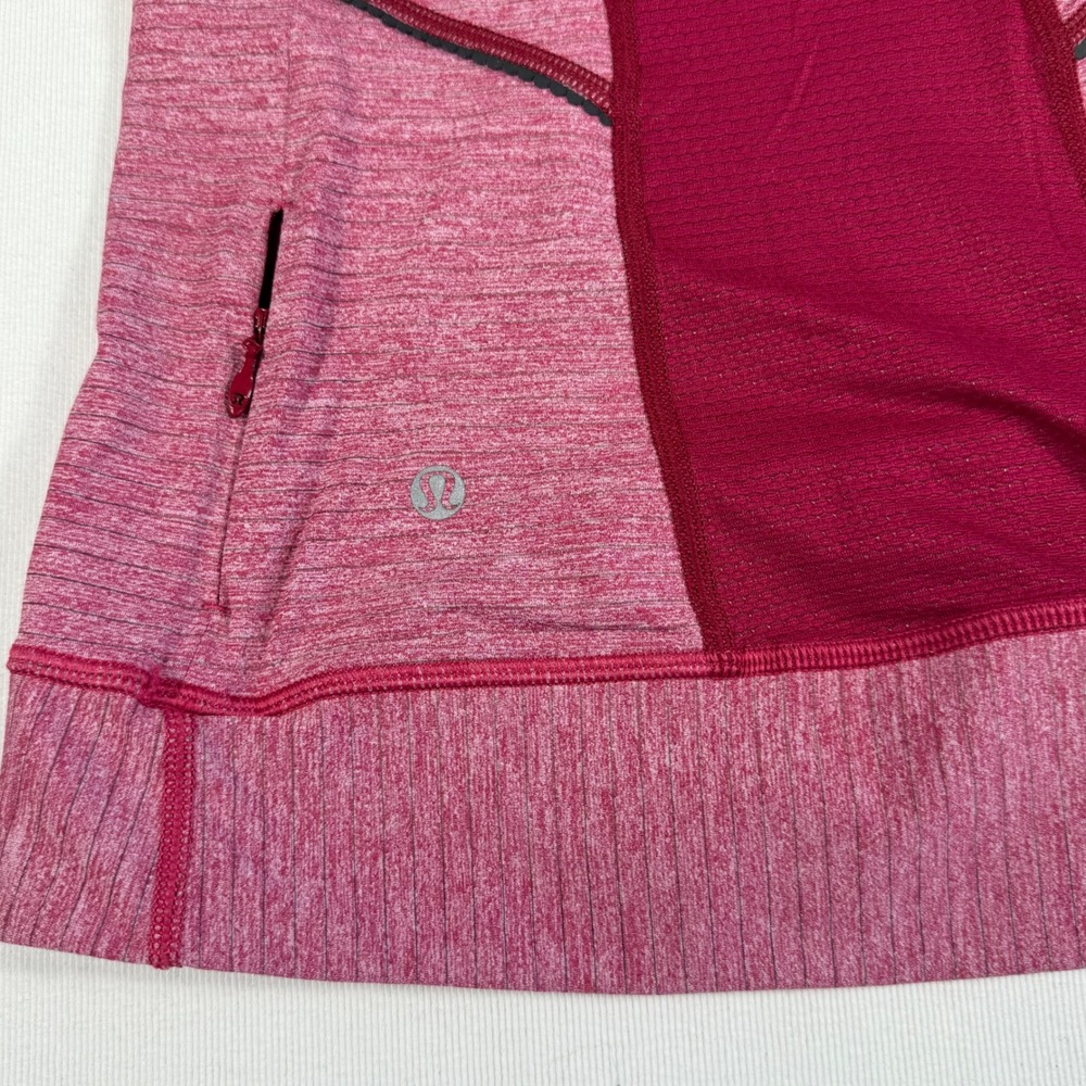 Lululemon Run for Gold LS 1/2 Zip Pullover berry Heather Thumbholes Women  4‎ - Picture 7 of 10